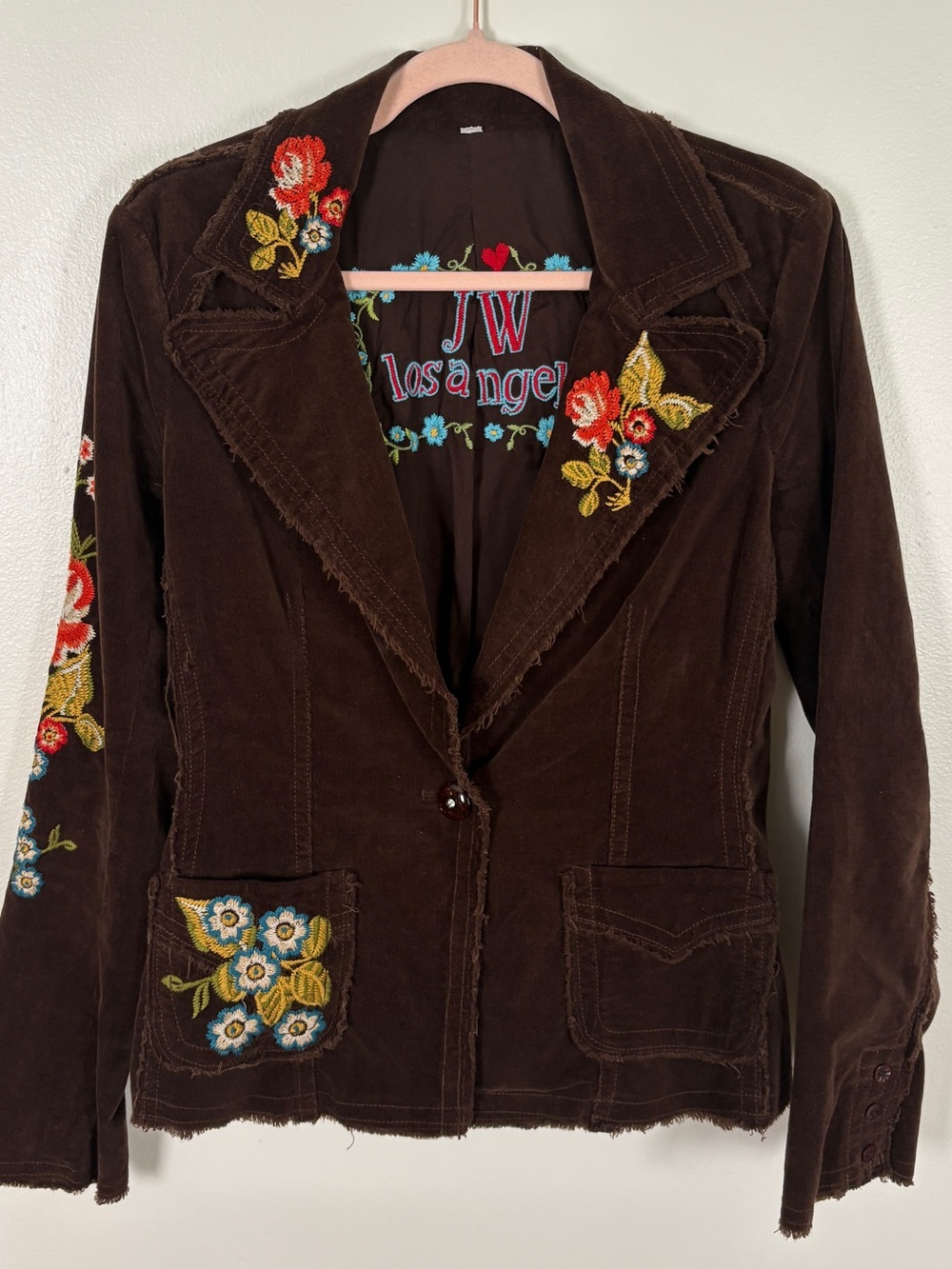 Johnny Was Y2K Embroidered Brown Corduroy Jacket